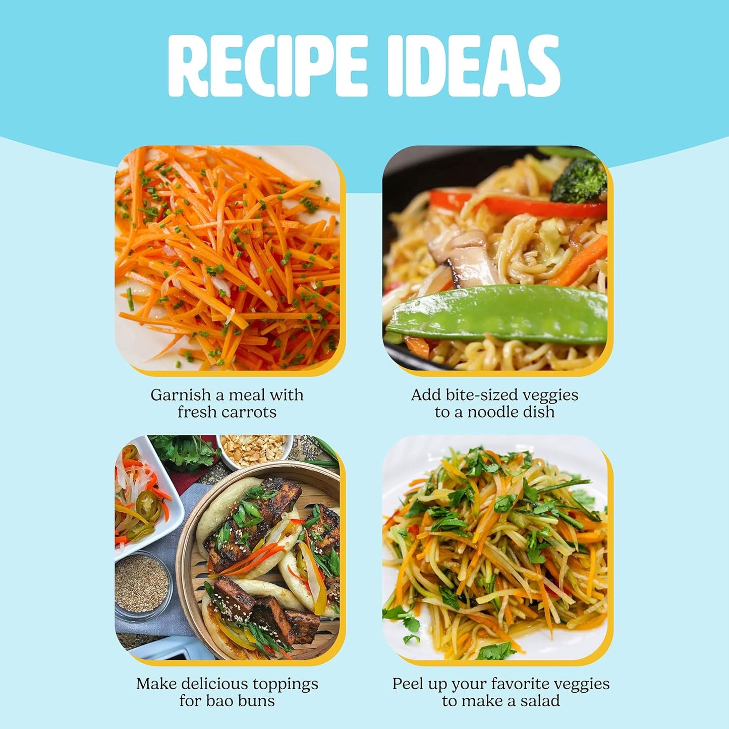 Tasty Julienne Vegetable Peeler with Cleaning Brush, Sharp Stainless Steel Blades, 2 Piece Set, Dishwasher Safe