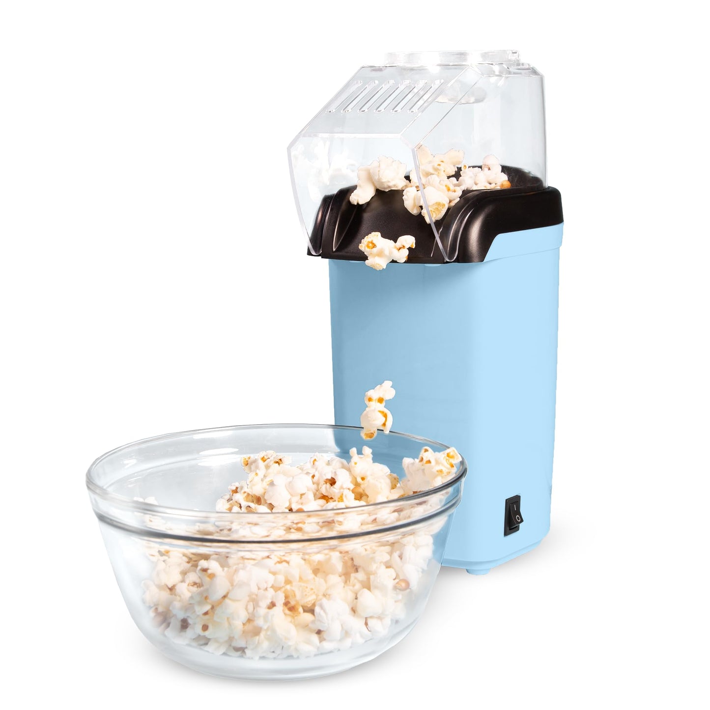 Hot Air Popcorn Popper, Healthy and Delicious Popcorn in Minutes, Fast and Easy-to-Use, Built-In Measuring Cup and Butter Warmer, 8 Cups, White