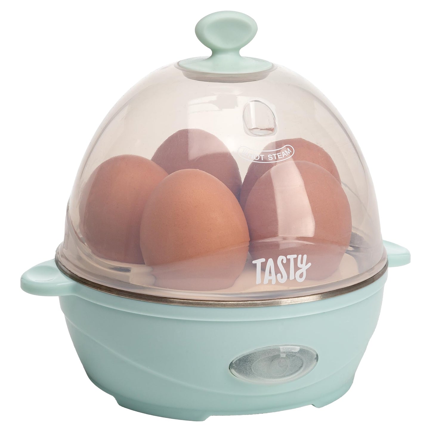 Mini Rapid Egg Cooker, 5-Egg Capacity for Perfect Hard Boiled Eggs or Omelets, Auto Shut Off, Red