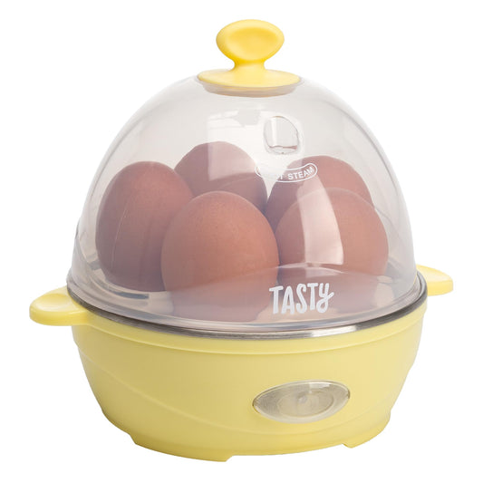 Mini Rapid Egg Cooker, 5-Egg Capacity for Perfect Hard Boiled Eggs or Omelets, Auto Shut Off, Red