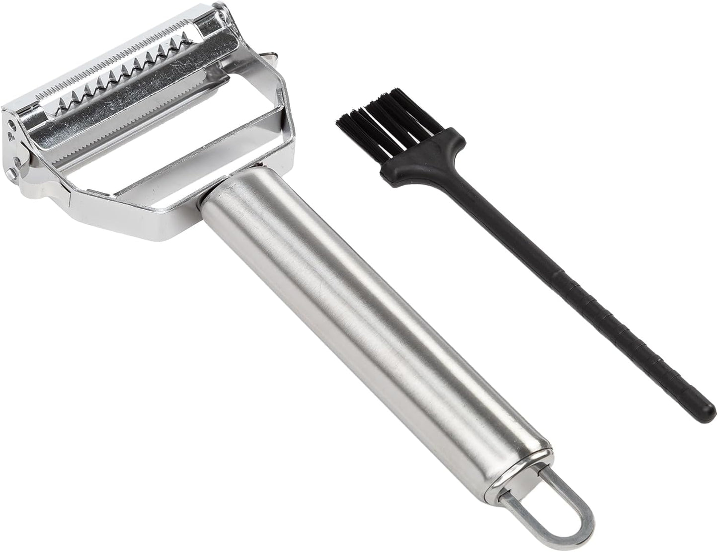 Tasty Julienne Vegetable Peeler with Cleaning Brush, Sharp Stainless Steel Blades, 2 Piece Set, Dishwasher Safe