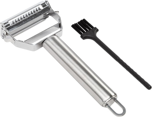 Tasty Julienne Vegetable Peeler with Cleaning Brush, Sharp Stainless Steel Blades, 2 Piece Set, Dishwasher Safe