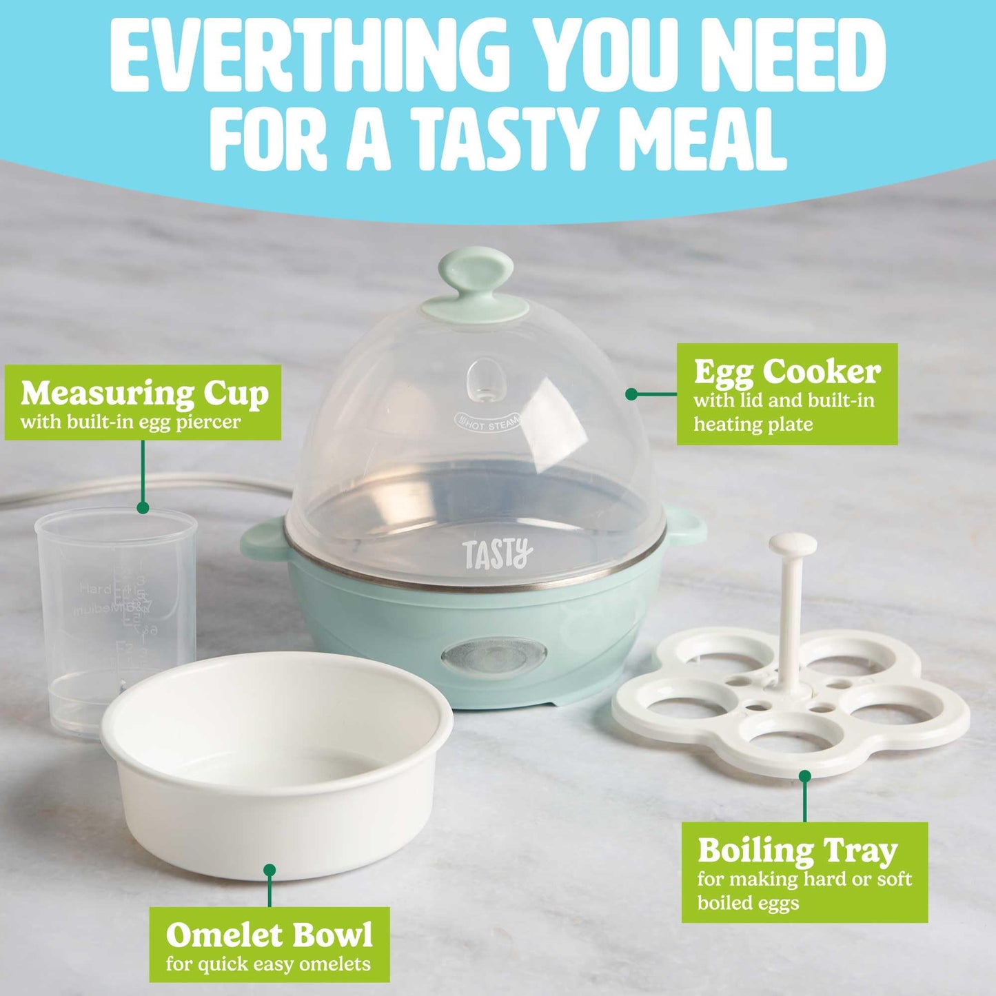 Mini Rapid Egg Cooker, 5-Egg Capacity for Perfect Hard Boiled Eggs or Omelets, Auto Shut Off, Red