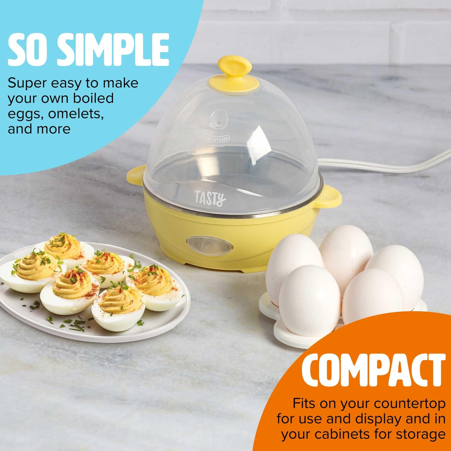 Mini Rapid Egg Cooker, 5-Egg Capacity for Perfect Hard Boiled Eggs or Omelets, Auto Shut Off, Red
