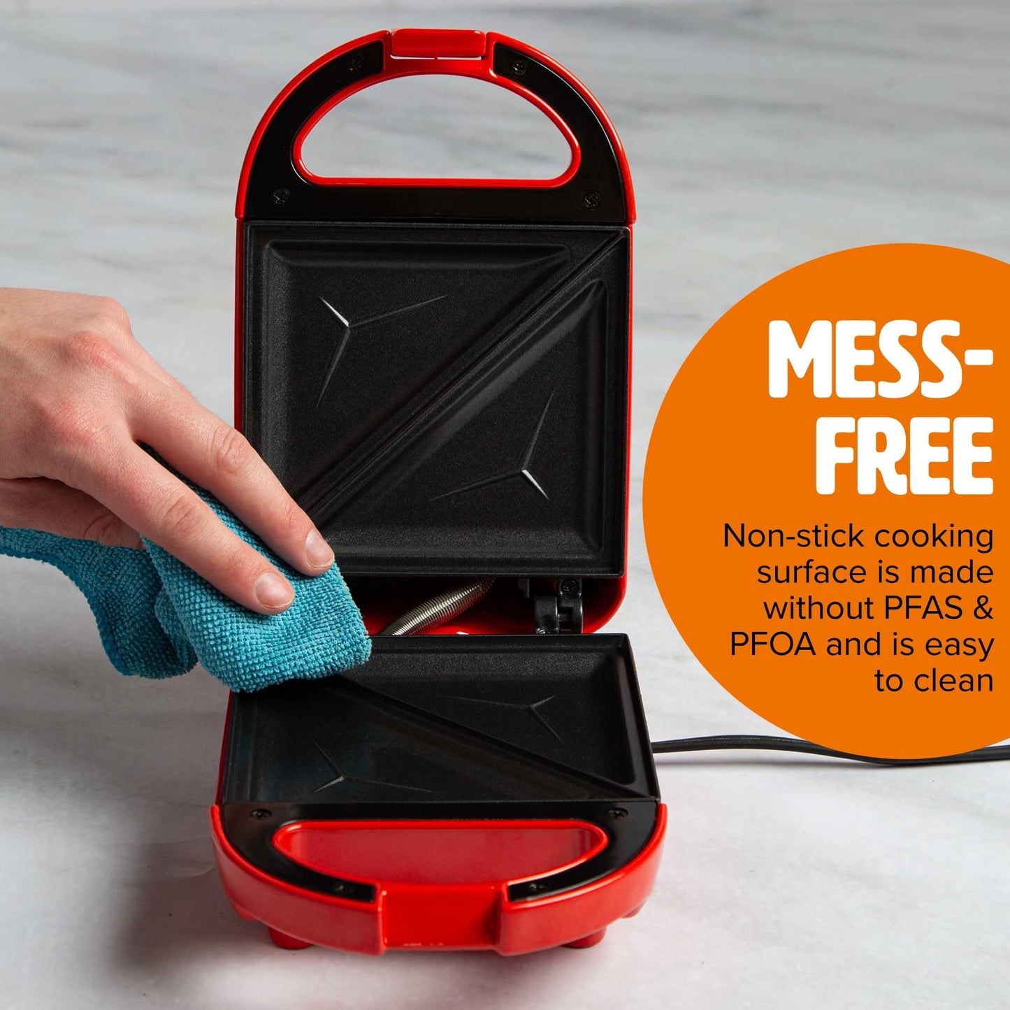 Mini Sandwich Maker, Makes Sandwiches, Paninis, Grilled Cheese, Desserts, Quick Results, Easy Cleanup, 600W, Aqua