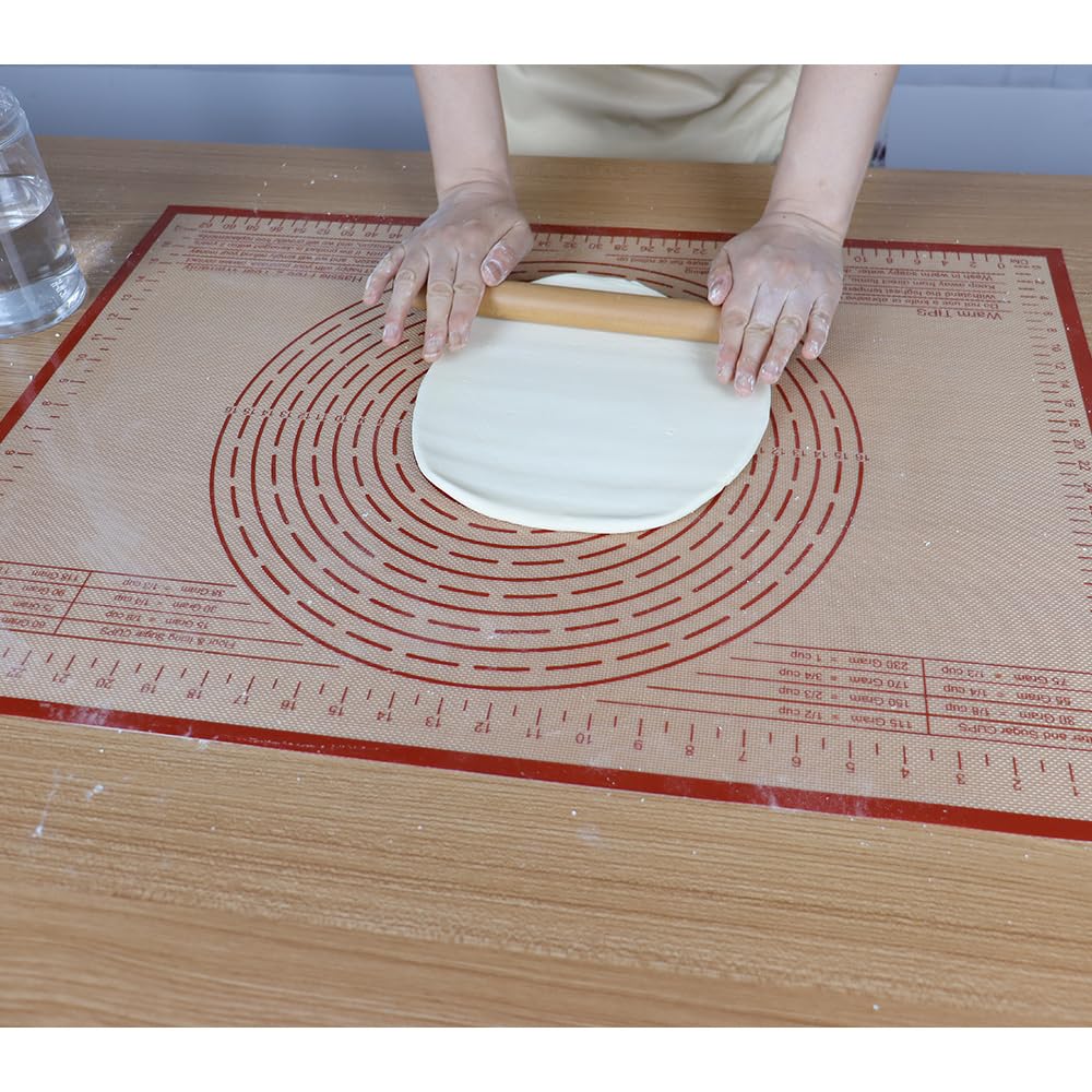 Non-slip Silicone Pastry Mat 36X24 inches Baking Mat with Measurement, Perfect for Dough, Pastry, Pie Crust, Fondant, Cookies, Bread, Pasta, Pizza, Food Grade Kitchen Counter Mats