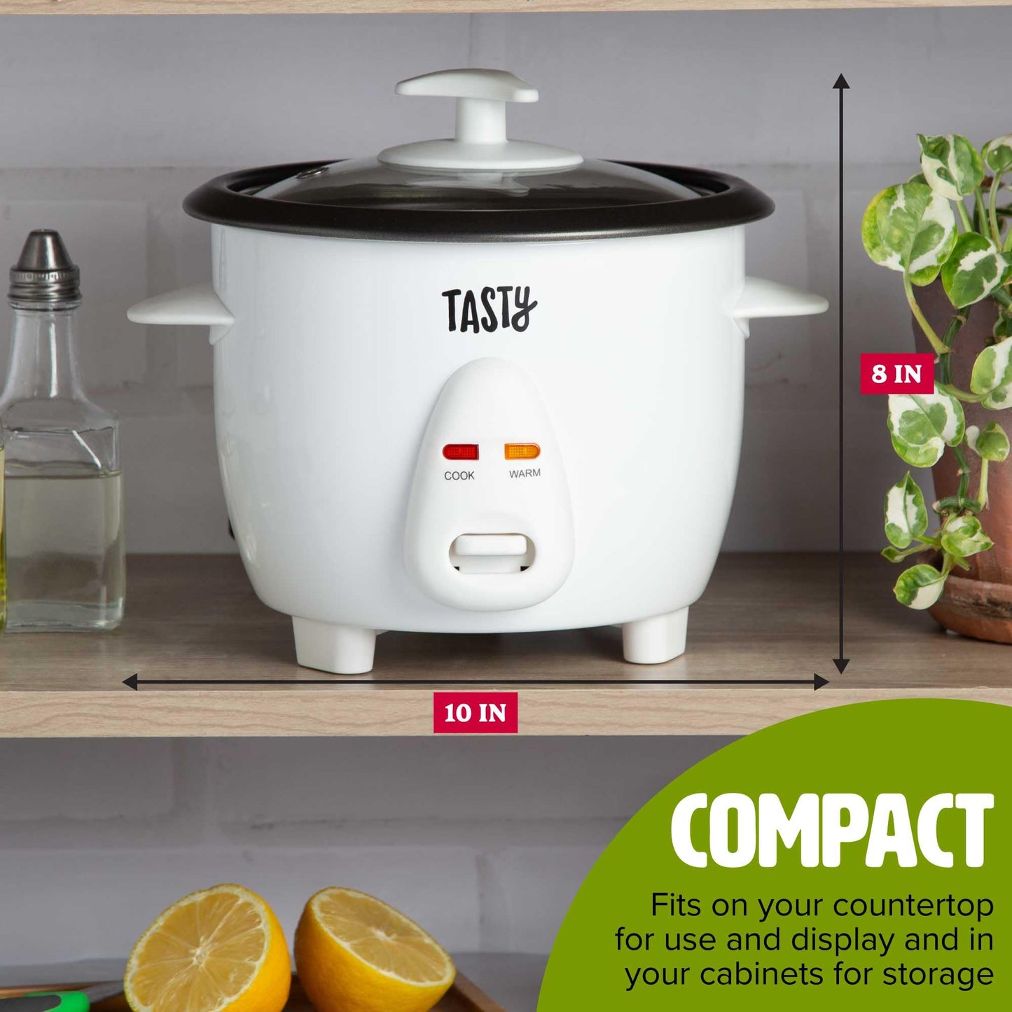 Tasty Mini Rice Cooker with Removable Nonstick Bowl and Auto Keep Warm Function, Great For Soups, Stews, Grains and Oats, 6 Cups Cooked (3 Cups Uncooked), 1.5-Quart, Aqua