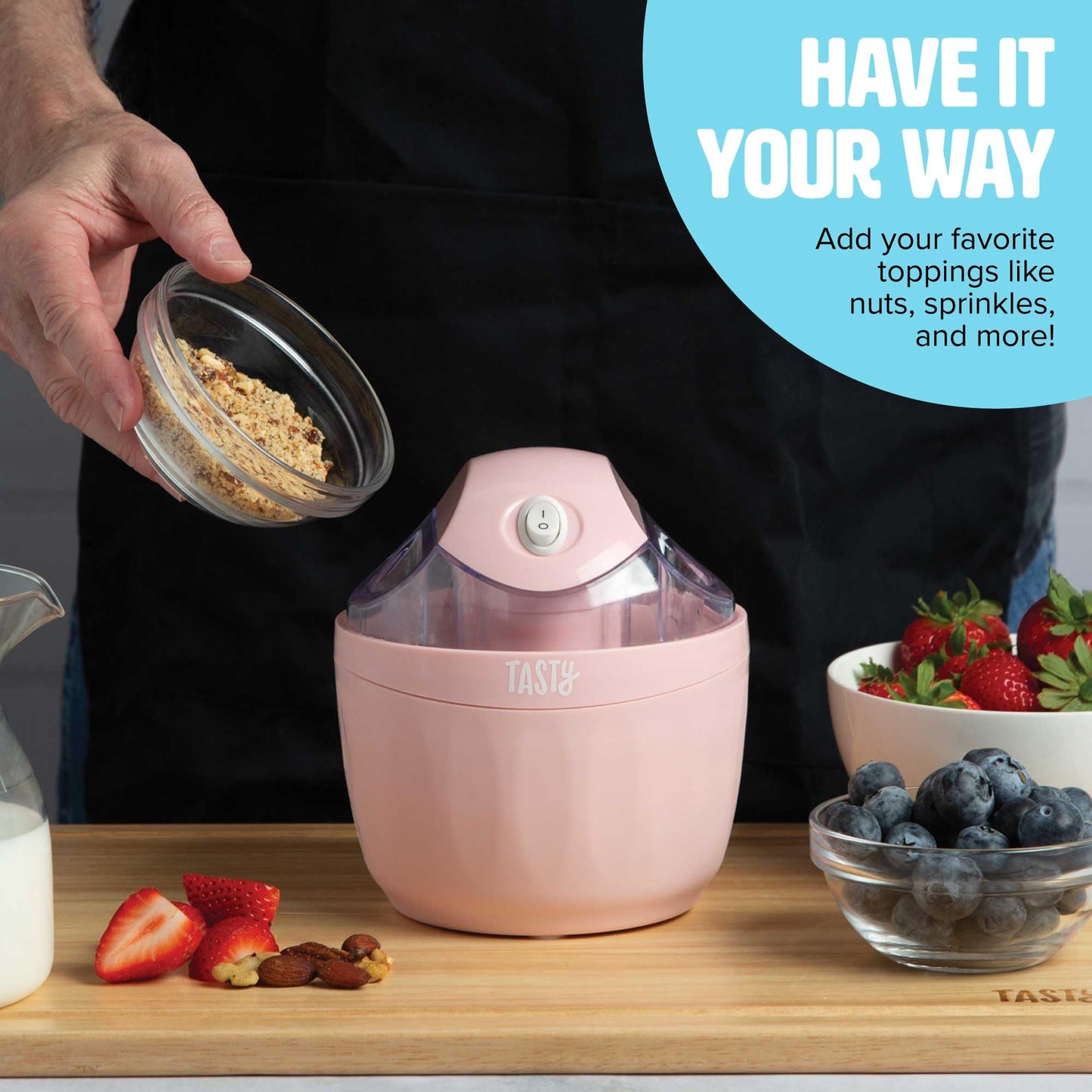 Mini Ice Cream Maker, Make Ice Cream, Sorbet, Frozen Yogurt, Gelato, Desserts, Quick Results, Pink