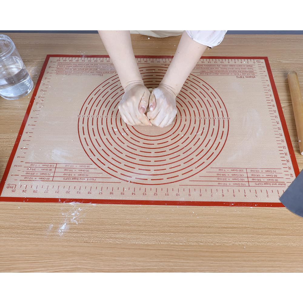 Non-slip Silicone Pastry Mat 36X24 inches Baking Mat with Measurement, Perfect for Dough, Pastry, Pie Crust, Fondant, Cookies, Bread, Pasta, Pizza, Food Grade Kitchen Counter Mats