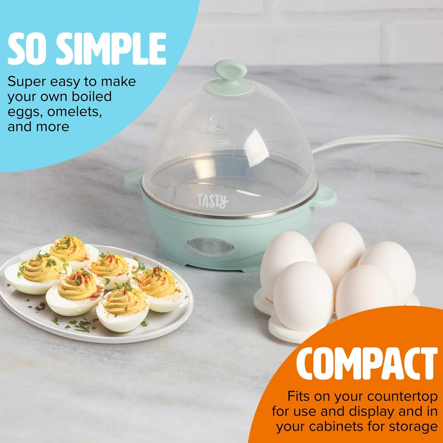 Mini Rapid Egg Cooker, 5-Egg Capacity for Perfect Hard Boiled Eggs or Omelets, Auto Shut Off, Red