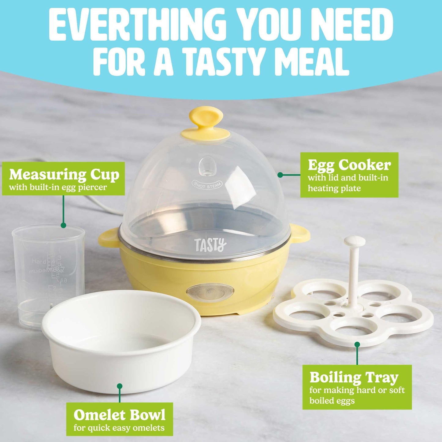 Mini Rapid Egg Cooker, 5-Egg Capacity for Perfect Hard Boiled Eggs or Omelets, Auto Shut Off, Red