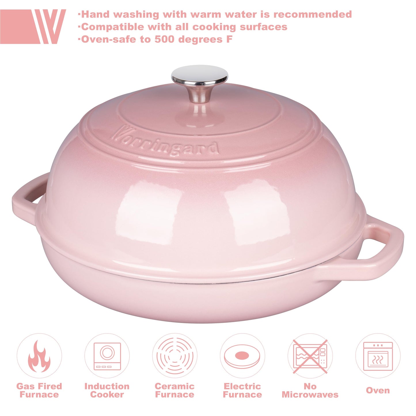 Enameled Cast Iron Dutch Oven Pot with Lid, Bread Oven for Sourdough Bread Baking, Dutch Ovens with Bread Proofing Basket& Baking Supplies Set, 6 Quart, Pink