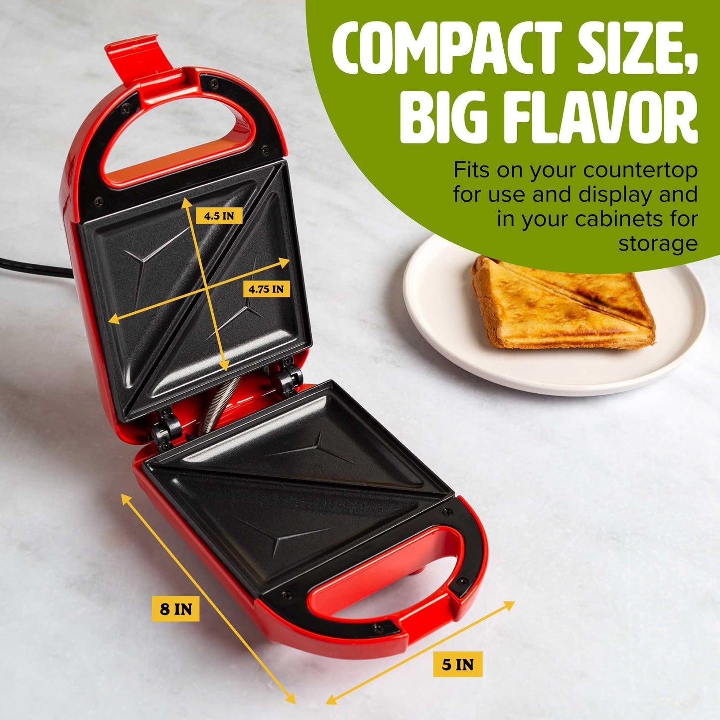 Mini Sandwich Maker, Makes Sandwiches, Paninis, Grilled Cheese, Desserts, Quick Results, Easy Cleanup, 600W, Aqua