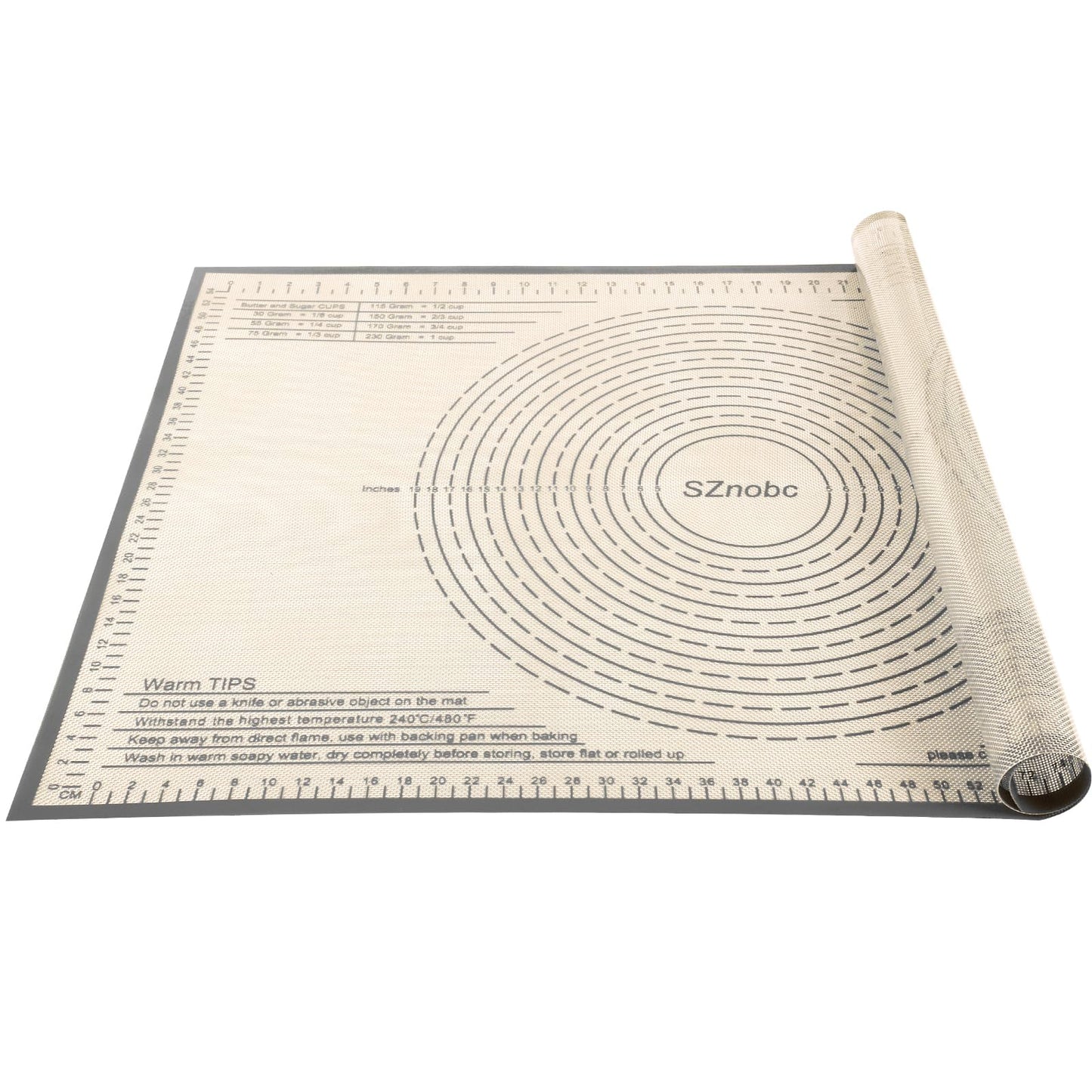 Non-slip Silicone Pastry Mat 36X24 inches Baking Mat with Measurement, Perfect for Dough, Pastry, Pie Crust, Fondant, Cookies, Bread, Pasta, Pizza, Food Grade Kitchen Counter Mats