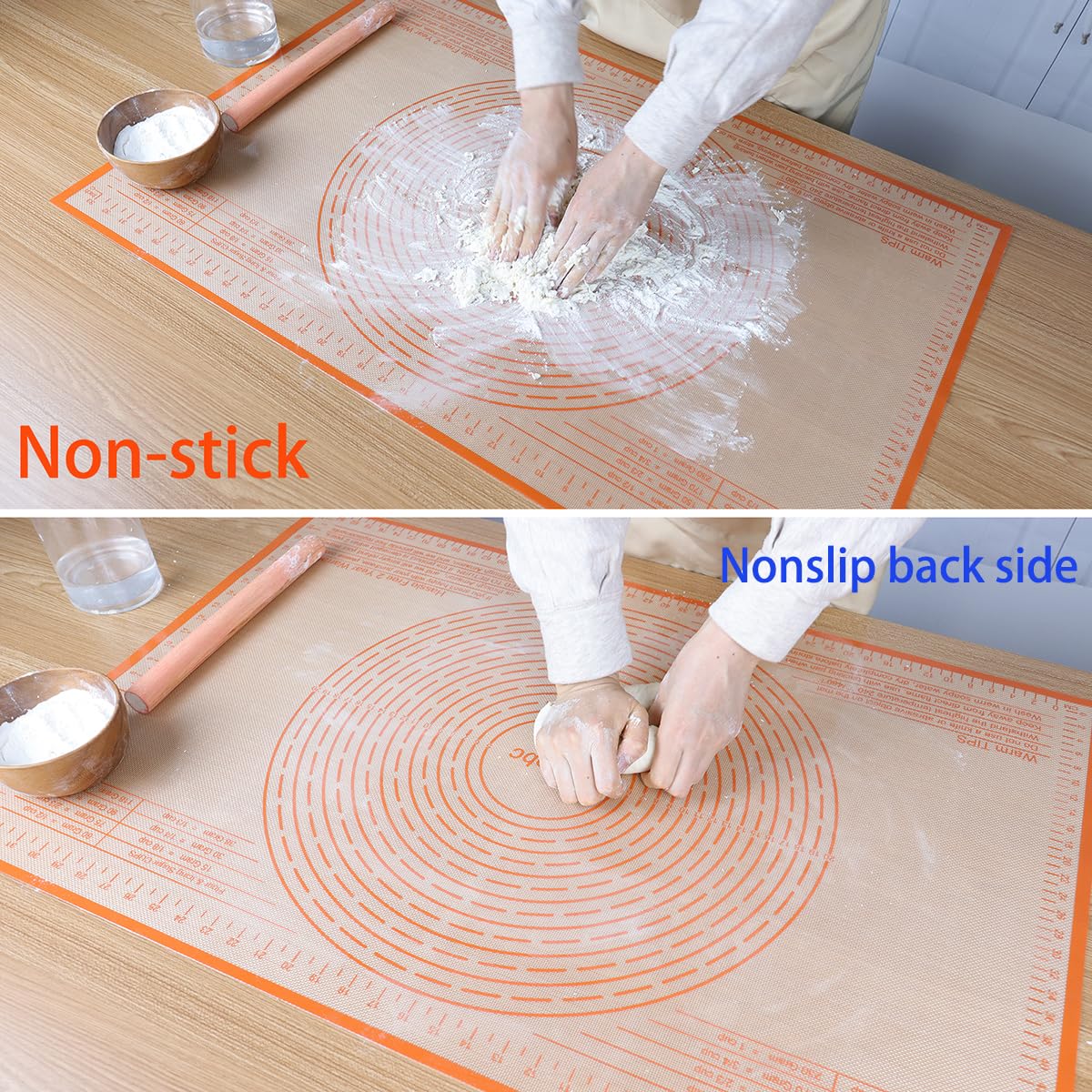 Non-slip Silicone Pastry Mat 36X24 inches Baking Mat with Measurement, Perfect for Dough, Pastry, Pie Crust, Fondant, Cookies, Bread, Pasta, Pizza, Food Grade Kitchen Counter Mats